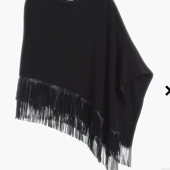 Chico’s Melissa Fringe Poncho with leather trim OS - Picture 5 of 5